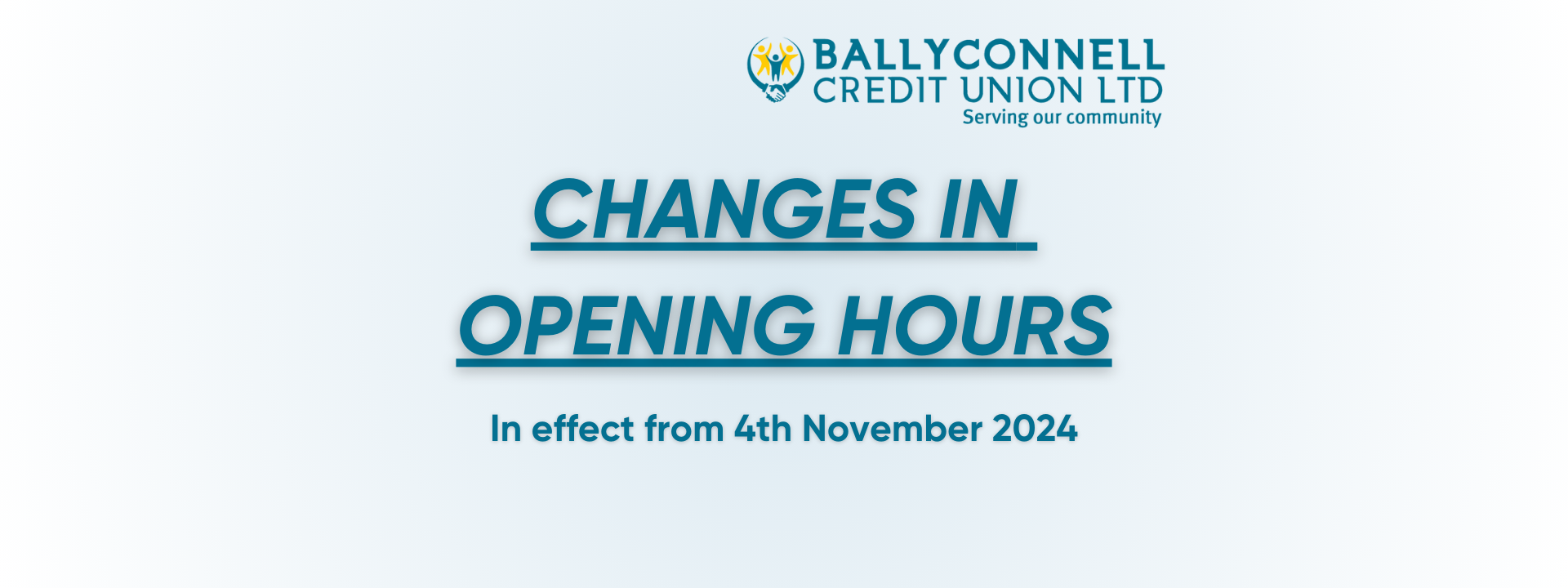 Our Open Hours Will Change From The 4th of November