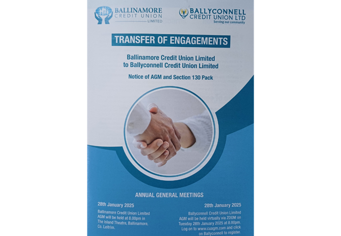 Virtual AGM & Proposed Transfer of Engagements with Ballinamore Credit Union Notice
